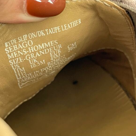 Sebago Ryde Slip On Taupe Leather Men’s Shoes Size 11 - Picture 10 of 10